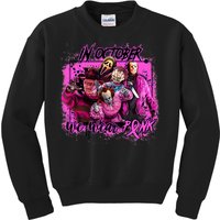 In October We Wear Pink Breast Cancer Horror Movies Kids Sweatshirt