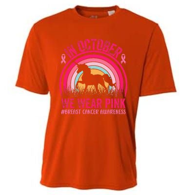 In October We Wear Pink Unicorn Breast Cancer Awareness Cooling Performance Crew T-Shirt