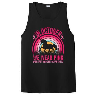 In October We Wear Pink Unicorn Breast Cancer Awareness PosiCharge Competitor Tank