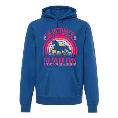 In October We Wear Pink Unicorn Breast Cancer Awareness Premium Hoodie