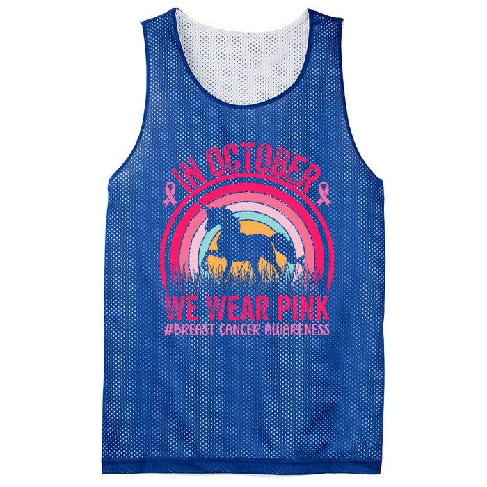 In October We Wear Pink Unicorn Breast Cancer Awareness Mesh Reversible Basketball Jersey Tank