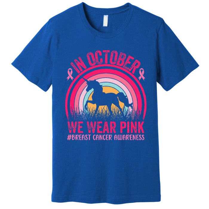 In October We Wear Pink Unicorn Breast Cancer Awareness Premium T-Shirt