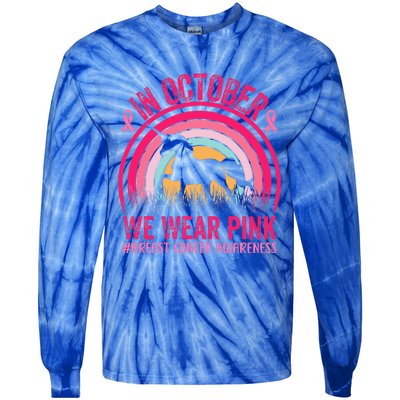 In October We Wear Pink Unicorn Breast Cancer Awareness Tie-Dye Long Sleeve Shirt