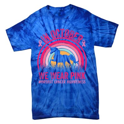 In October We Wear Pink Unicorn Breast Cancer Awareness Tie-Dye T-Shirt