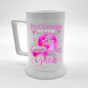 In October We Wear Pink Witch Breast Cancer Awareness Beer Stein