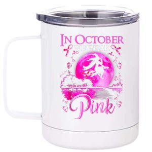 In October We Wear Pink Witch Breast Cancer Awareness 12 oz Stainless Steel Tumbler Cup