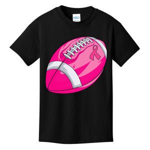 In October We Wear Pink Football Breast Cancer Awareness Kids T-Shirt