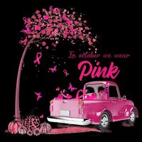 In October We Wear Pink Truck Breast Cancer Awareness Gifts 16 in Basic Backpack