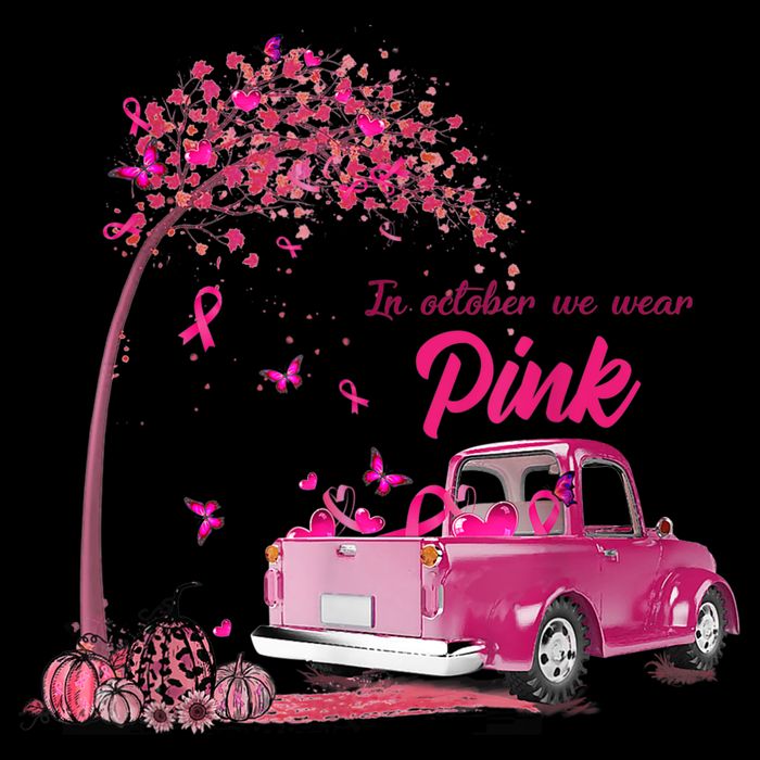 In October We Wear Pink Truck Breast Cancer Awareness Gifts 16 in Basic Backpack