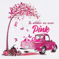 In October We Wear Pink Truck Breast Cancer Awareness Gifts Doggie Tank