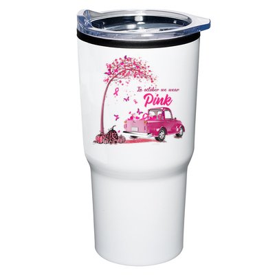 In October We Wear Pink Truck Breast Cancer Awareness Gifts Tumbler