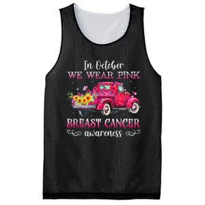 In October We Wear Pink Ribbon Leopard Truck Breast Cancer Mesh Reversible Basketball Jersey Tank