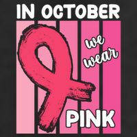 In October We Wear Pink Awareness Ribbon 7 Panel Mesh Trucker Snapback Hat