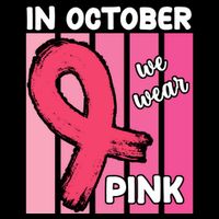 In October We Wear Pink Awareness Ribbon Zip Tote Bag