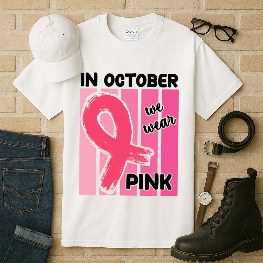 In October We Wear Pink Awareness Ribbon Tall T-Shirt