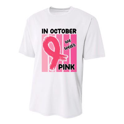 In October We Wear Pink Awareness Ribbon Youth Performance Sprint T-Shirt