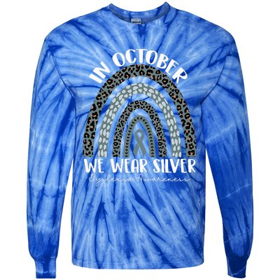 In October We Wear Silver Dyslexia Awareness Month Rainbow Tie-Dye Long Sleeve Shirt