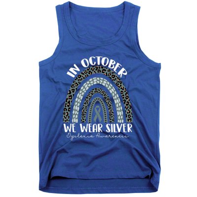 In October We Wear Silver Dyslexia Awareness Month Rainbow Tank Top