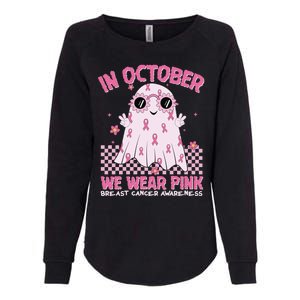 In October We Wear Pink Breast Cancer Awareness Halloween Pink Ghost Womens California Wash Sweatshirt