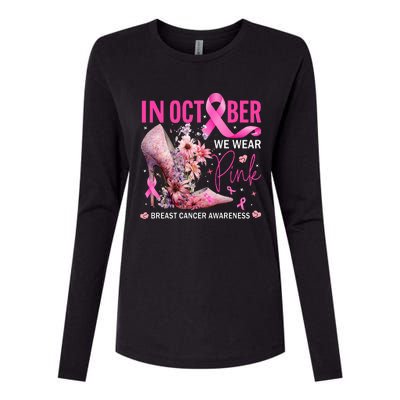 In October We Wear Pink for Breast Cancer Awareness Womens Cotton Relaxed Long Sleeve T-Shirt