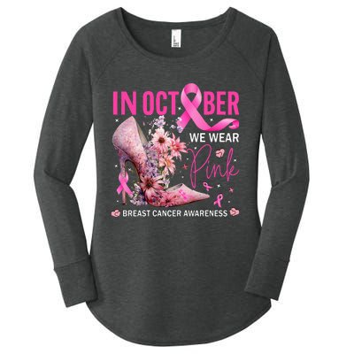 In October We Wear Pink for Breast Cancer Awareness Women's Perfect Tri Tunic Long Sleeve Shirt