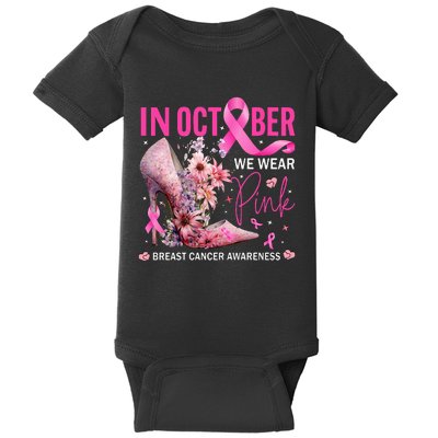 In October We Wear Pink for Breast Cancer Awareness Baby Bodysuit