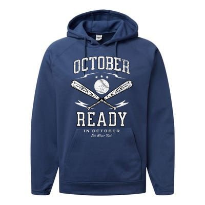 In October We Wear Red October Philadelphia Baseball Performance Fleece Hoodie