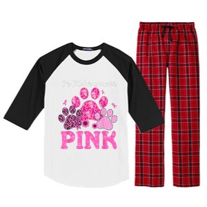 In October We Wear Pink Dog Cat Paw Breast Cancer Awareness Raglan Sleeve Pajama Set