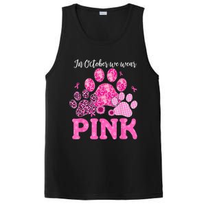 In October We Wear Pink Dog Cat Paw Breast Cancer Awareness PosiCharge Competitor Tank