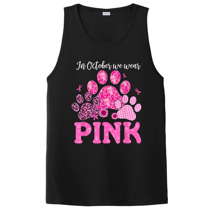 In October We Wear Pink Dog Cat Paw Breast Cancer Awareness PosiCharge Competitor Tank