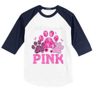 In October We Wear Pink Dog Cat Paw Breast Cancer Awareness Baseball Sleeve Shirt