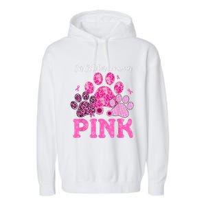 In October We Wear Pink Dog Cat Paw Breast Cancer Awareness Garment-Dyed Fleece Hoodie