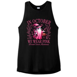 In October We Wear Breast Cancer Awareness Halloween Ladies PosiCharge Tri-Blend Wicking Tank