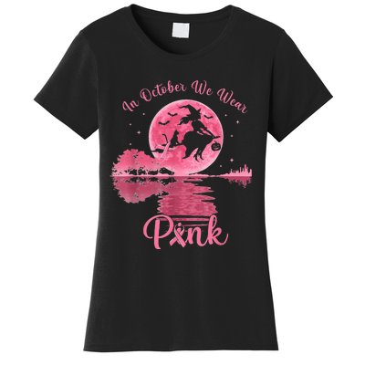 In October We Wear Witch Breast Cancer Halloween Women's T-Shirt