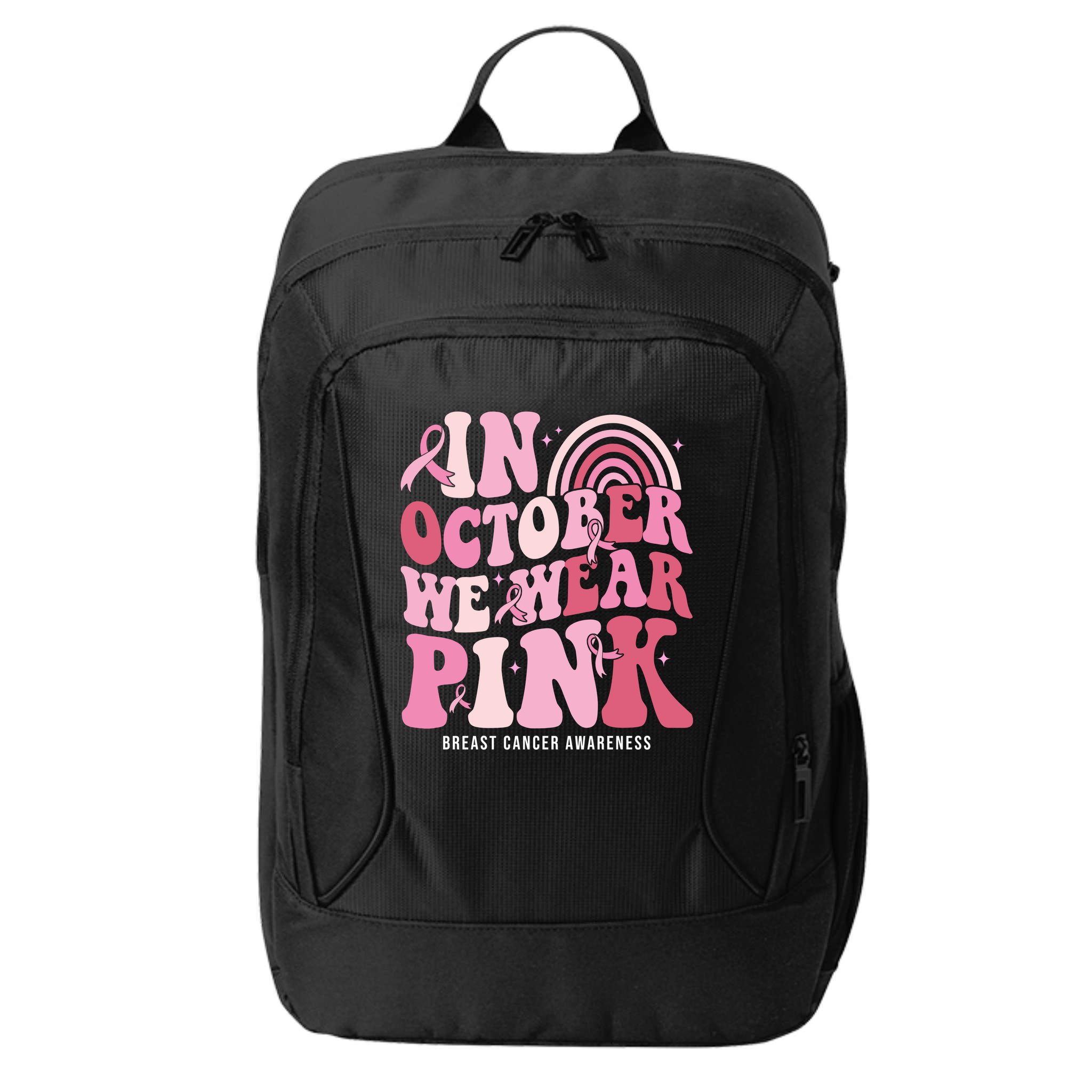 In October We Wear Pink Breast Cancer Awareness City Backpack