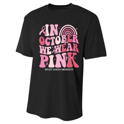 In October We Wear Pink Breast Cancer Awareness Performance Sprint T-Shirt