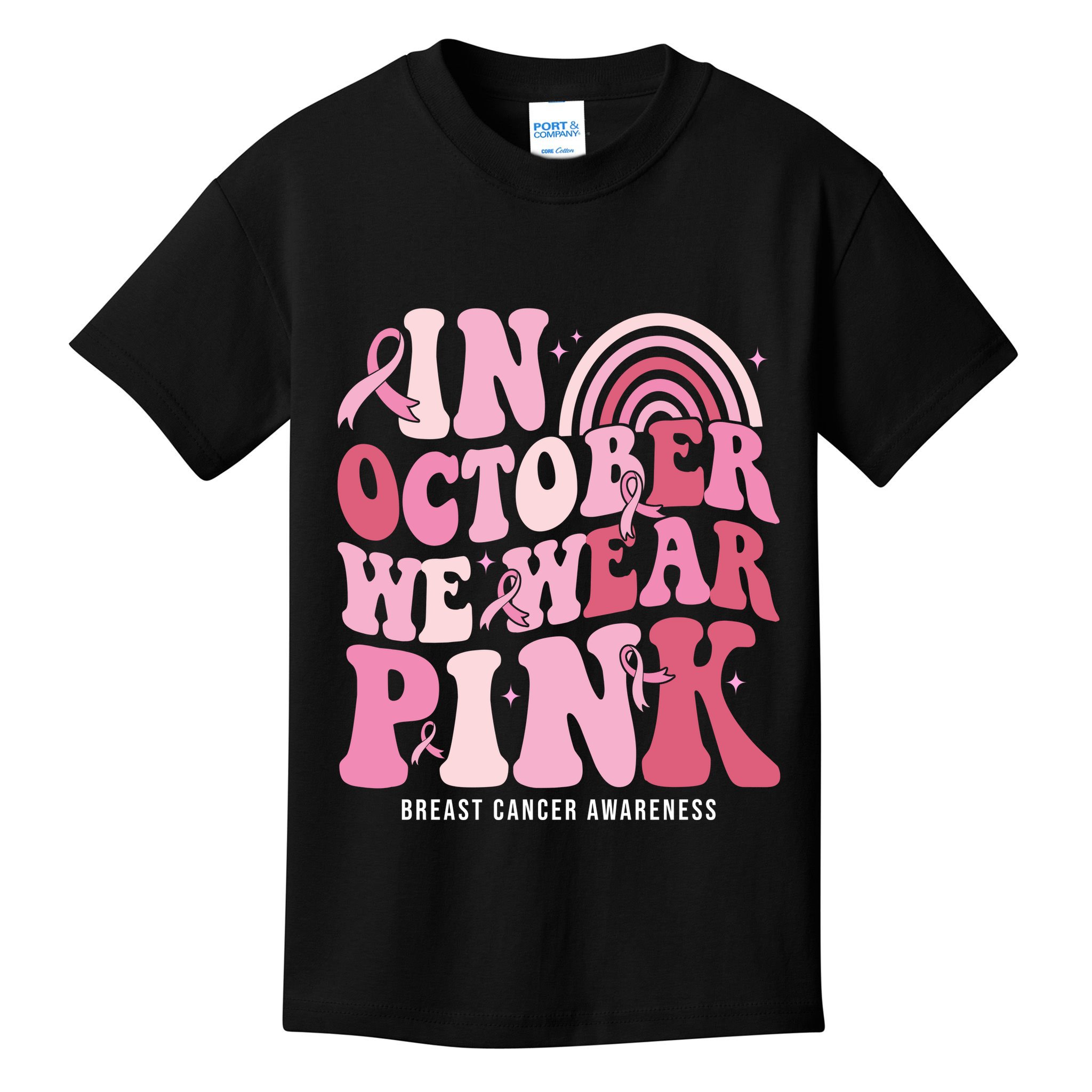 In October We Wear Pink Breast Cancer Awareness Kids T-Shirt