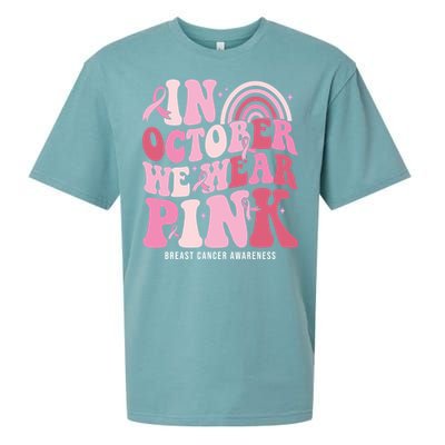 In October We Wear Pink Breast Cancer Awareness Sueded Cloud Jersey T-Shirt