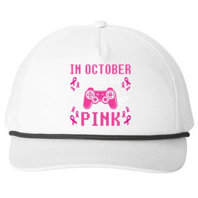 In October We Wear Pink Breast Cancer Gaming Snapback Five-Panel Rope Hat