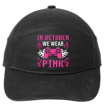 In October We Wear Pink Breast Cancer Gaming 7-Panel Snapback Hat