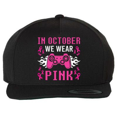 In October We Wear Pink Breast Cancer Gaming Wool Snapback Cap