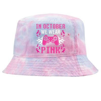 In October We Wear Pink Breast Cancer Gaming Tie-Dyed Bucket Hat