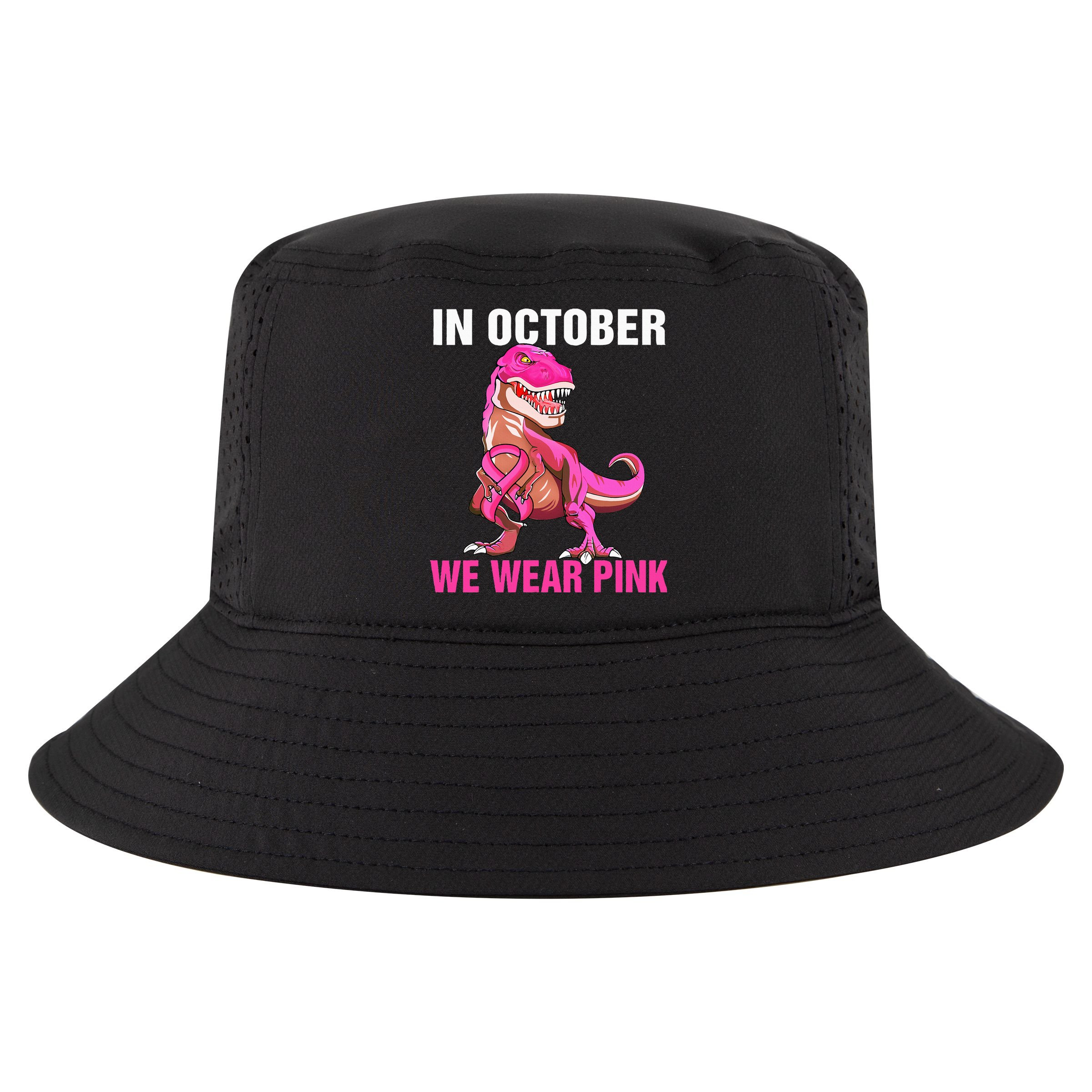 In October We Wear P.I.N.K Breast Cancer Trex Dino Cool Comfort Performance Bucket Hat