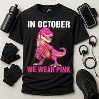 In October We Wear P.I.N.K Breast Cancer Trex Dino Cooling Performance Crew T-Shirt