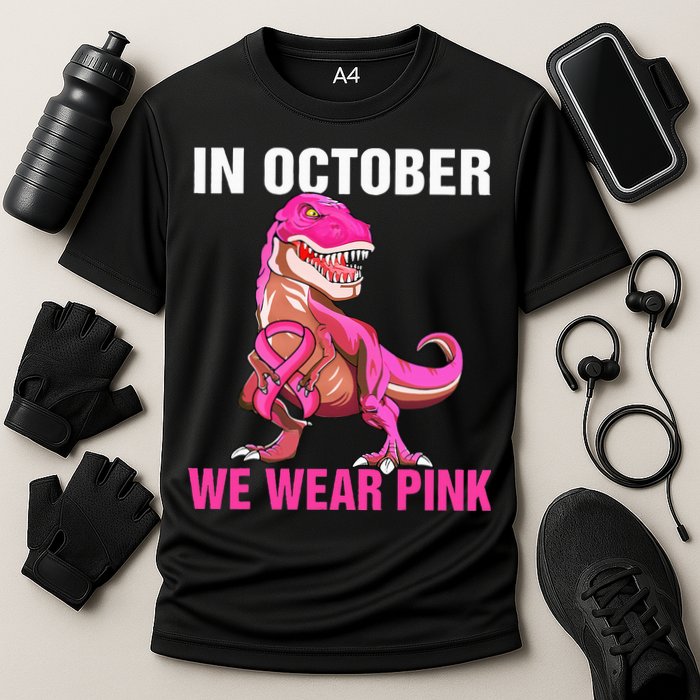 In October We Wear P.I.N.K Breast Cancer Trex Dino Cooling Performance Crew T-Shirt