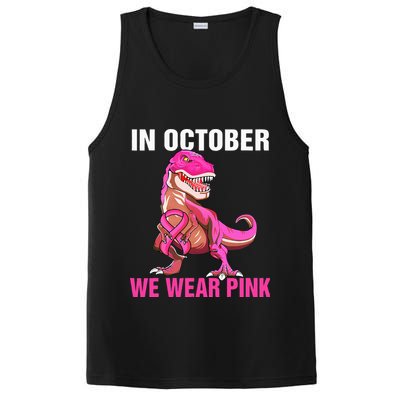 In October We Wear P.I.N.K Breast Cancer Trex Dino PosiCharge Competitor Tank