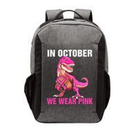 In October We Wear P.I.N.K Breast Cancer Trex Dino Vector Backpack
