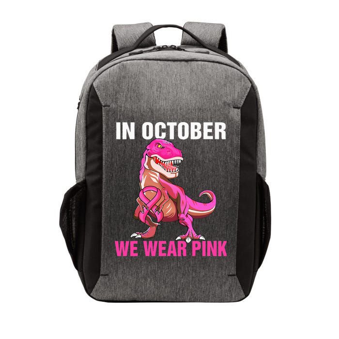 In October We Wear P.I.N.K Breast Cancer Trex Dino Vector Backpack