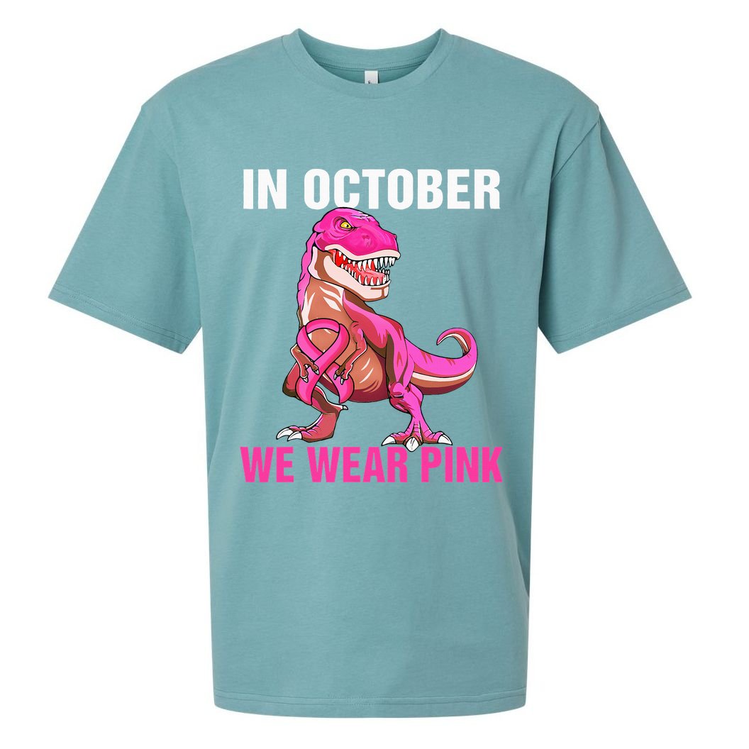 In October We Wear P.I.N.K Breast Cancer Trex Dino Sueded Cloud Jersey T-Shirt