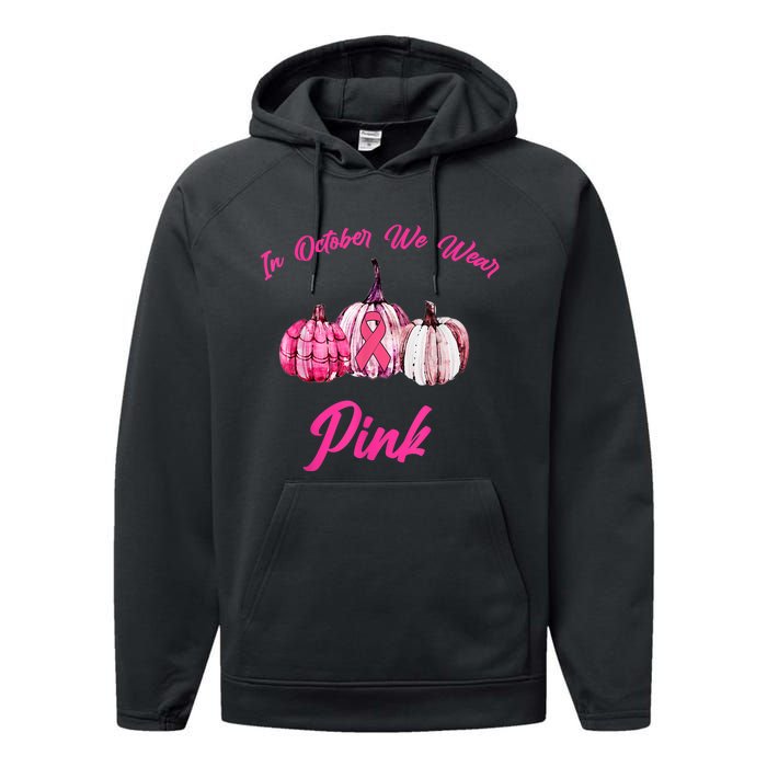 In October We Wear Pink Pumpkin Breast Cancer Halloween Performance Fleece Hoodie